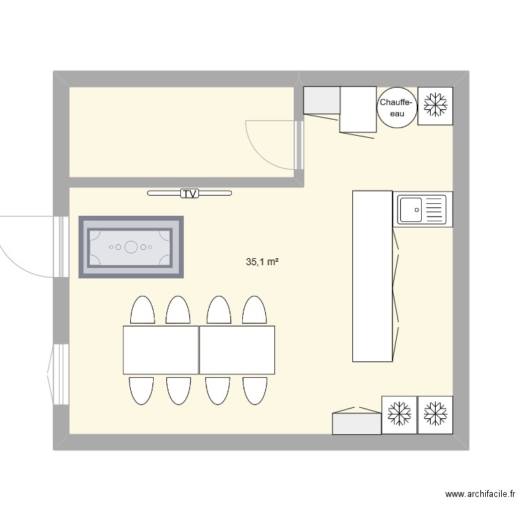 club house tennis millancay. Plan de 1 pièce et 35 m2