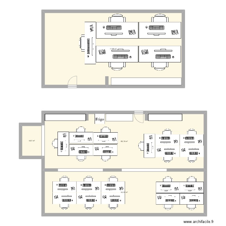 Bureau Janvier 2024. Plan de 4 pièces et 203 m2