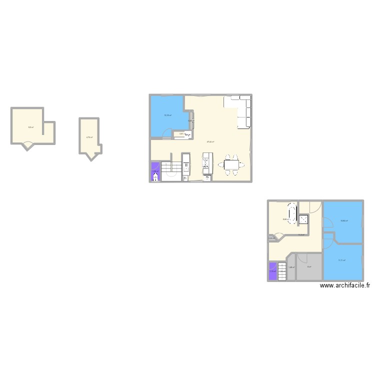 Maison Chalet 2. Plan de 16 pièces et 125 m2