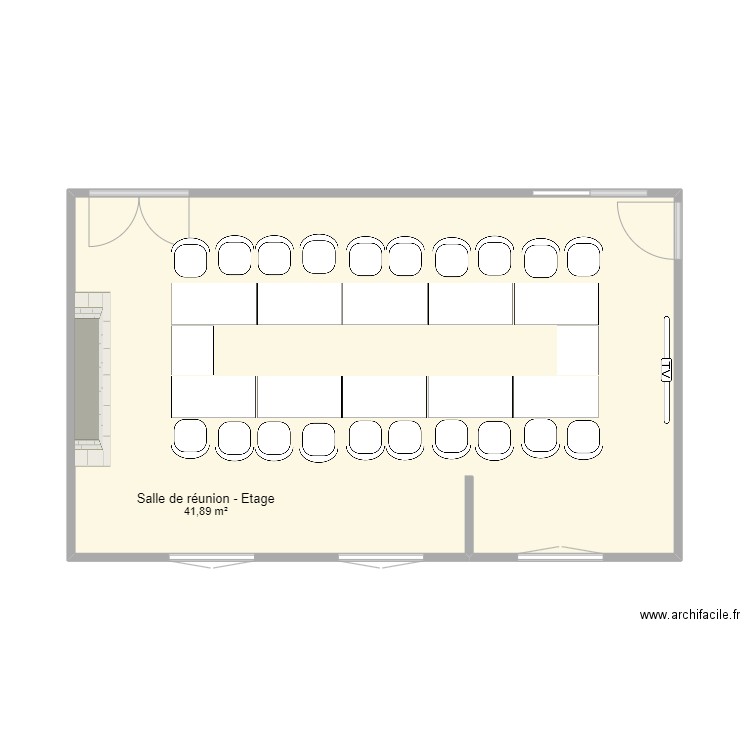 ISC - Réunion - Etage. Plan de 1 pièce et 42 m2
