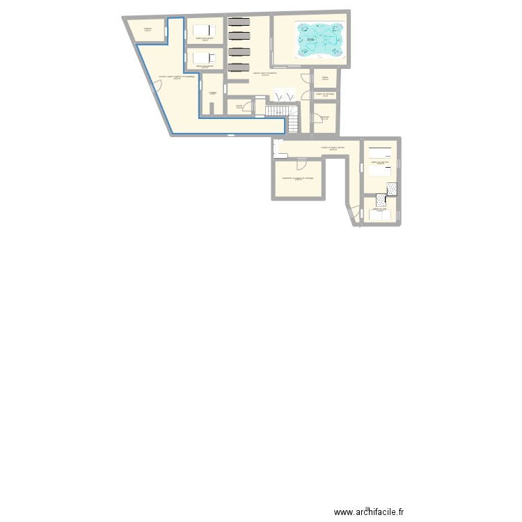 plan La Villa Spa . Plan de 16 pièces et 198 m2