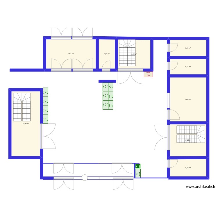 plan hall casiers. Plan de 9 pièces et 95 m2