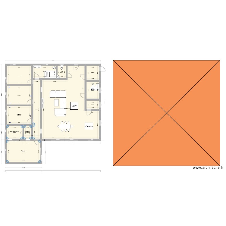Projet Maison. Plan de 13 pièces et 213 m2