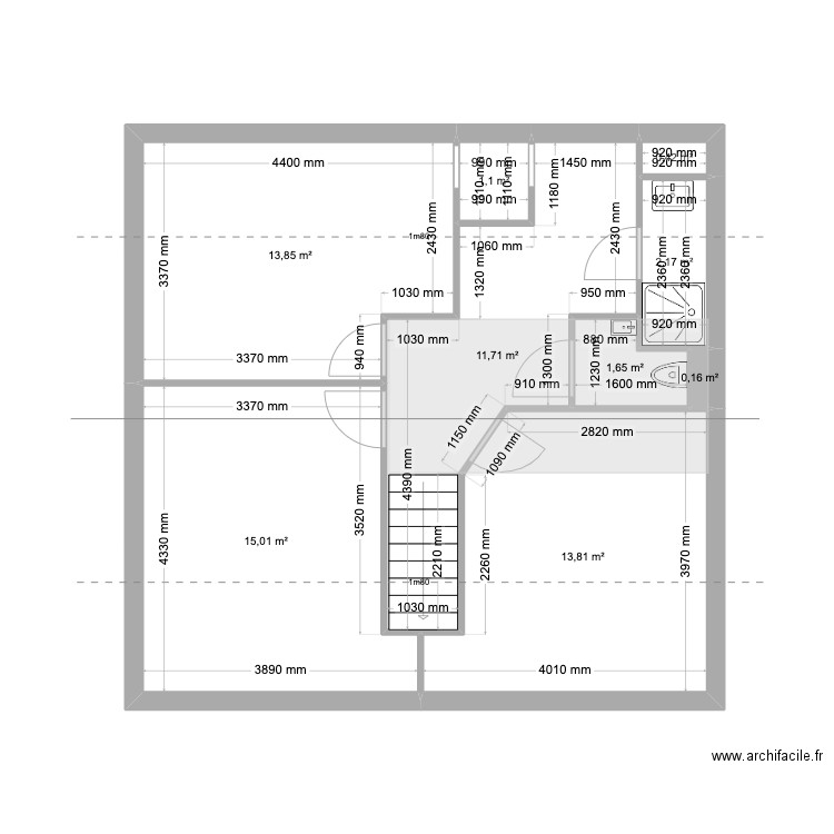 F-Husson_E2_AprèsV2_Mezzanine. Plan de 9 pièces et 60 m2