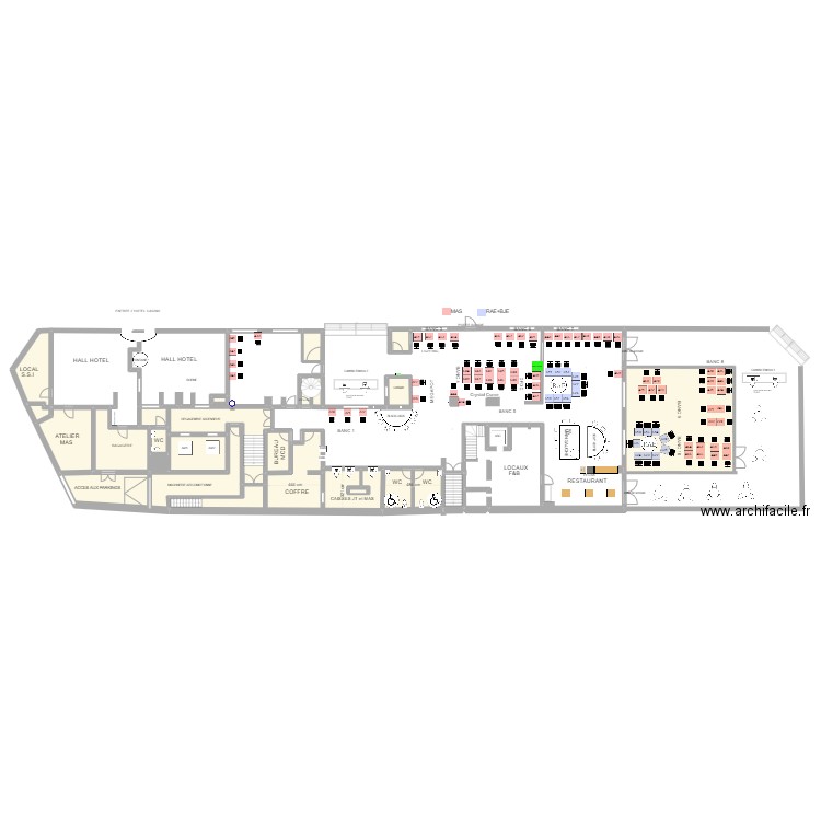 Plan de salle RDC au 14 MAI 2024. Plan de 20 pièces et 302 m2