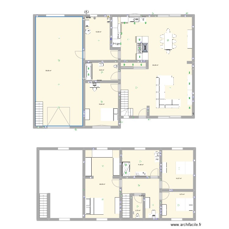 Jay house V2. Plan de 11 pièces et 258 m2