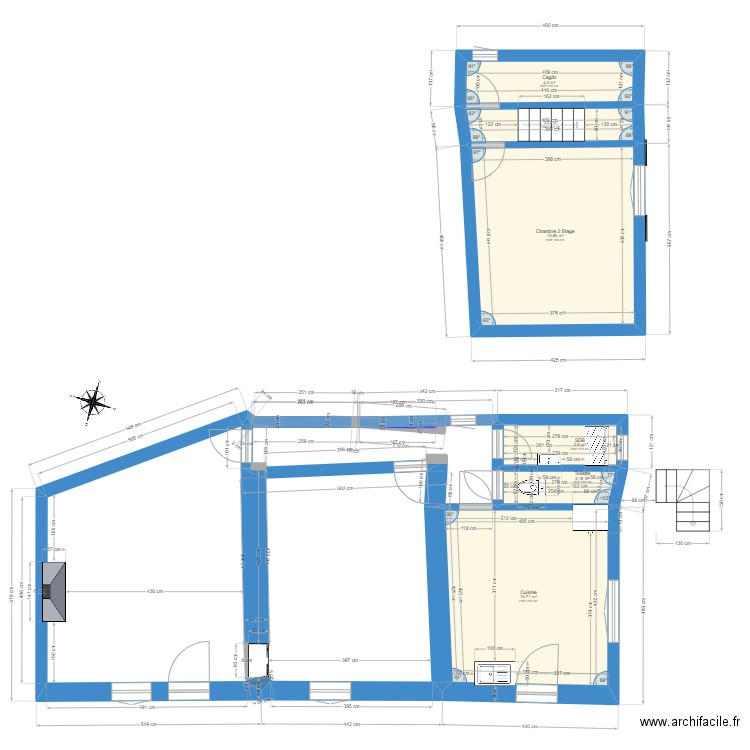 Montaigu2. Plan de 6 pièces et 46 m2