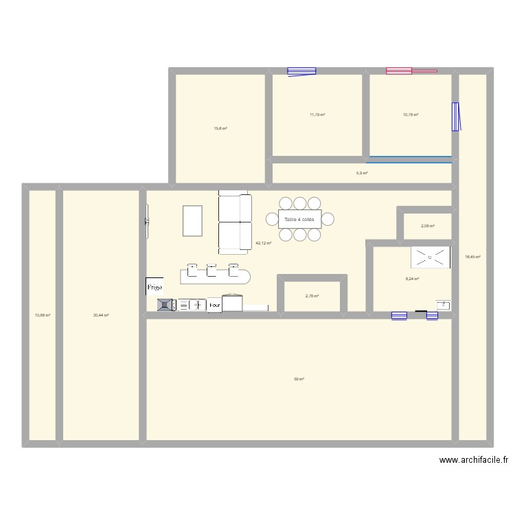  maison bernica 974. Plan de 12 pièces et 216 m2