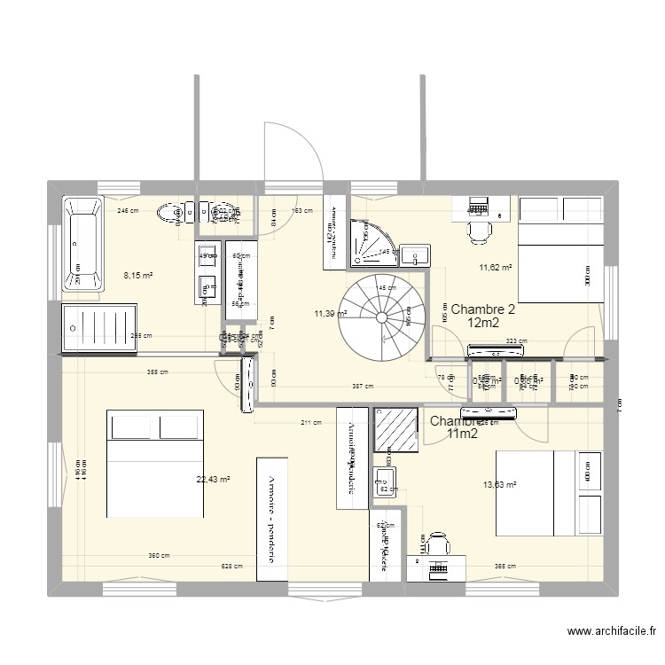 Maison Rouret - R+1 Artur. Plan de 9 pièces et 69 m2