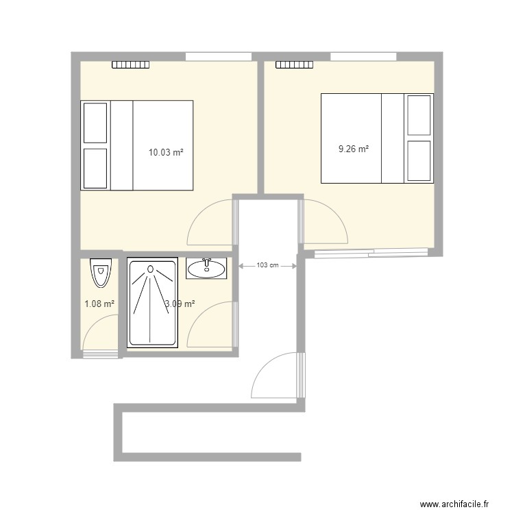 Cabourg6. Plan de 4 pièces et 23 m2