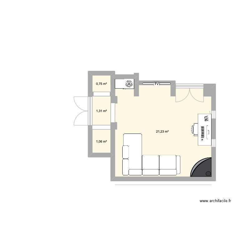 BEDROOM - CITY 1 (AFTER). Plan de 4 pièces et 24 m2