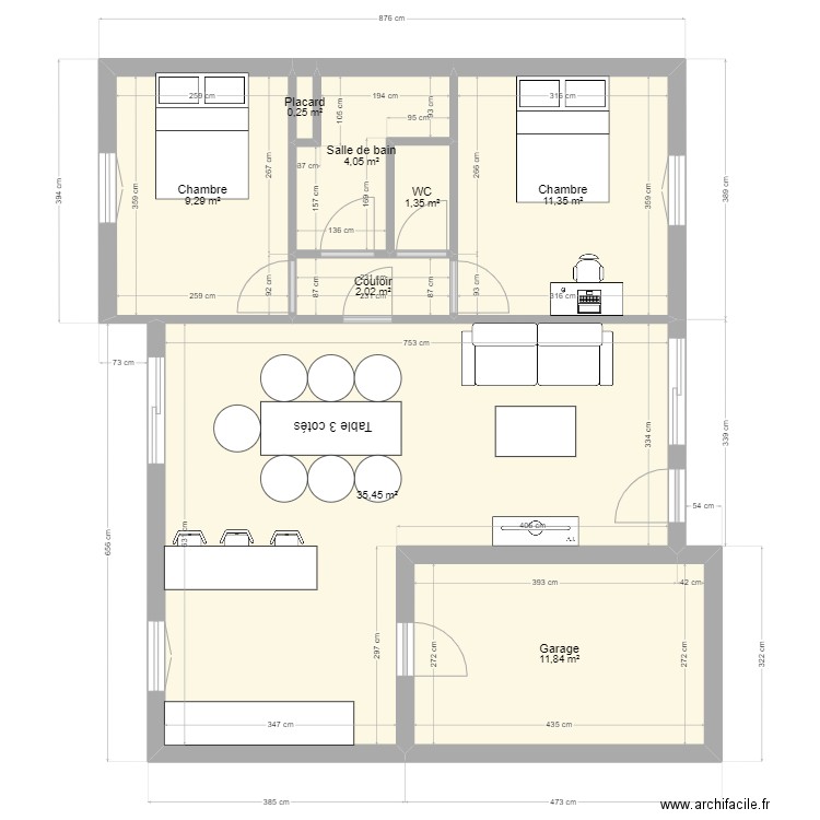 Plan maison Charles V.. Plan de 8 pièces et 76 m2
