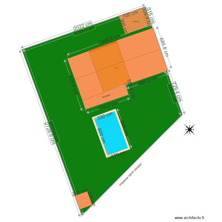 DP2 Plan de masse projet. Plan de 1 pièce et 95 m2