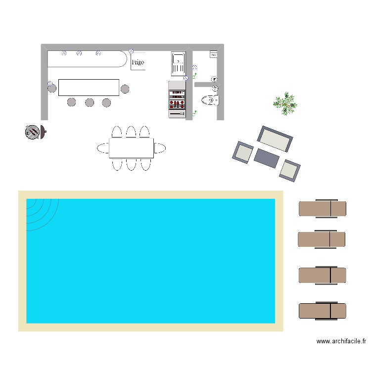 plan pool house intérieur. Plan de 0 pièce et 0 m2