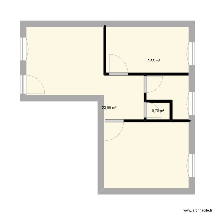 Correa edl. Plan de 3 pièces et 34 m2
