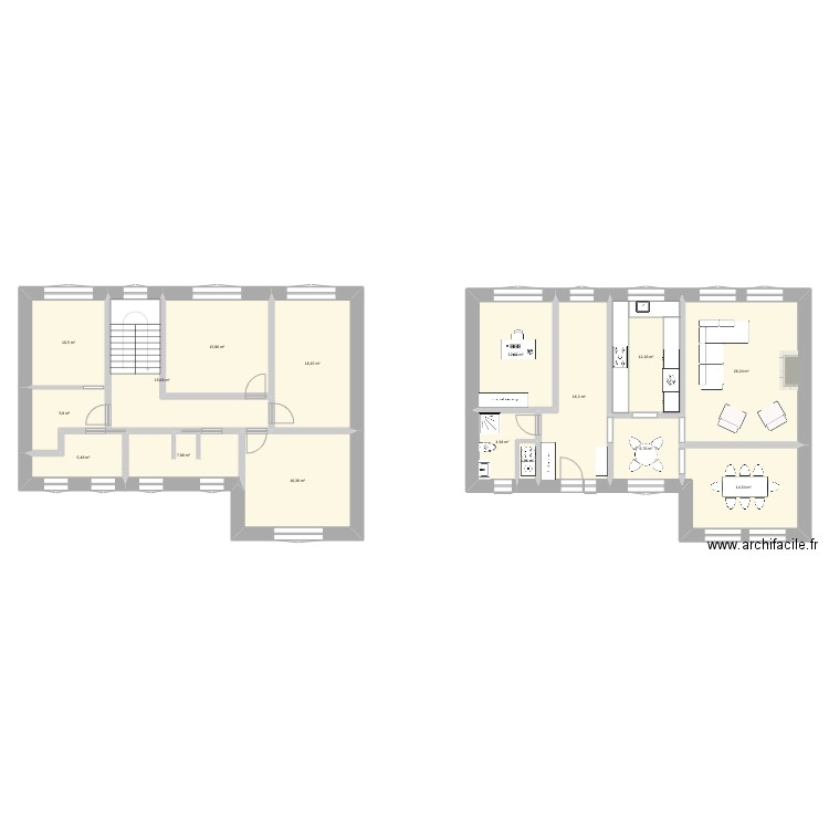 Maison. Plan de 16 pièces et 189 m2