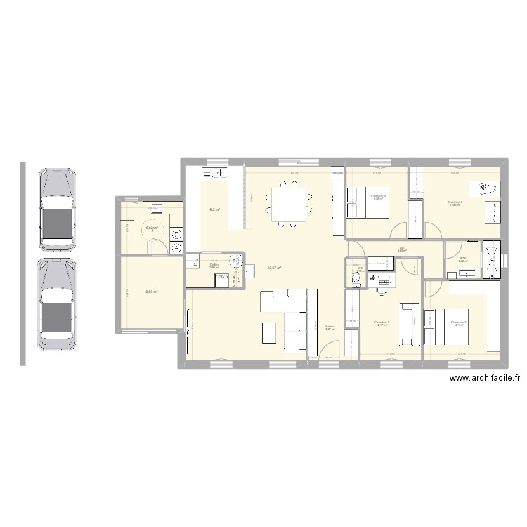RENAISON 2. Plan de 15 pièces et 130 m2