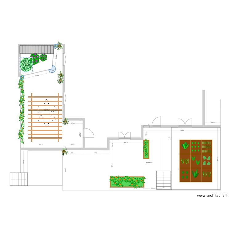 aménagement terrasse essai1. Plan de 2 pièces et 123 m2