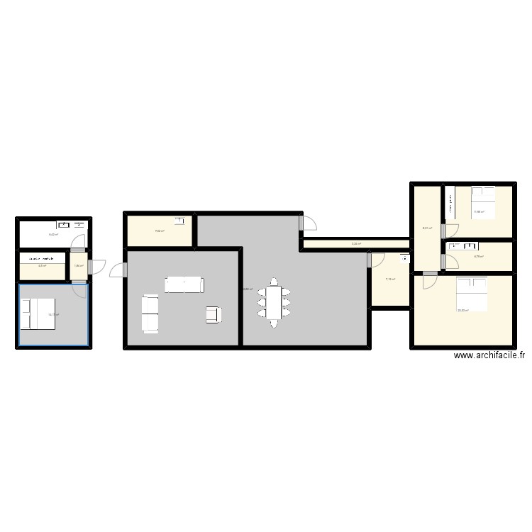 Casa 1. Plan de 12 pièces et 181 m2