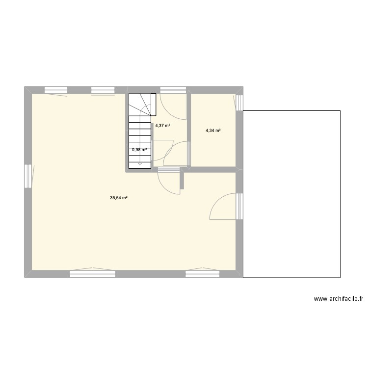 Plan maison (base). Plan de 4 pièces et 45 m2