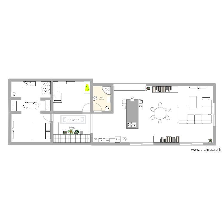 Etage et extension 2. Plan de 2 pièces et 16 m2