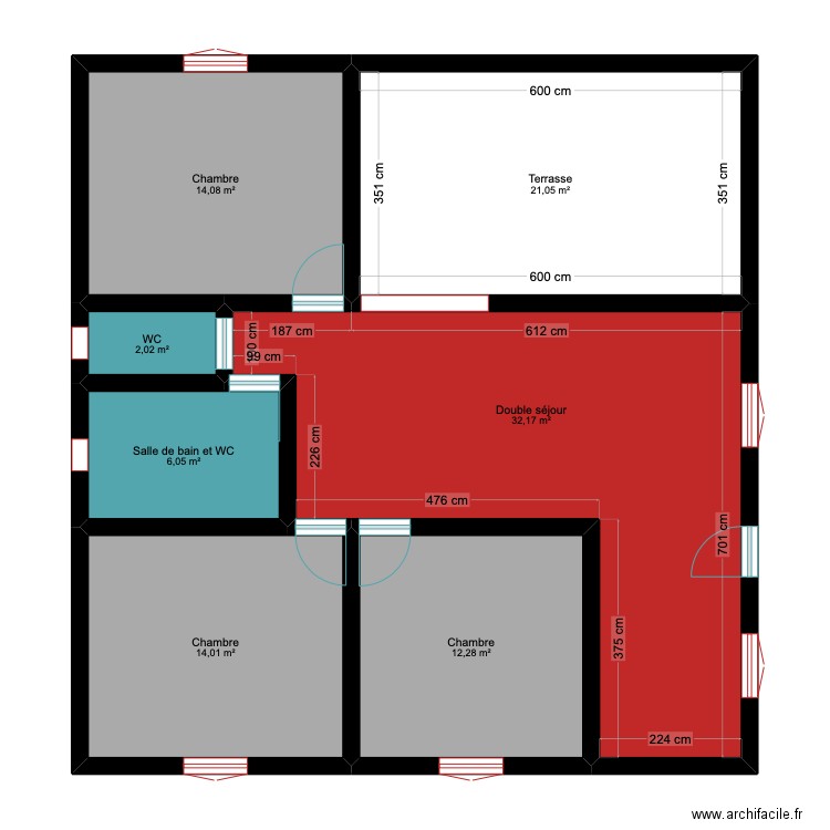 Maison 10*10m2. Plan de 7 pièces et 102 m2