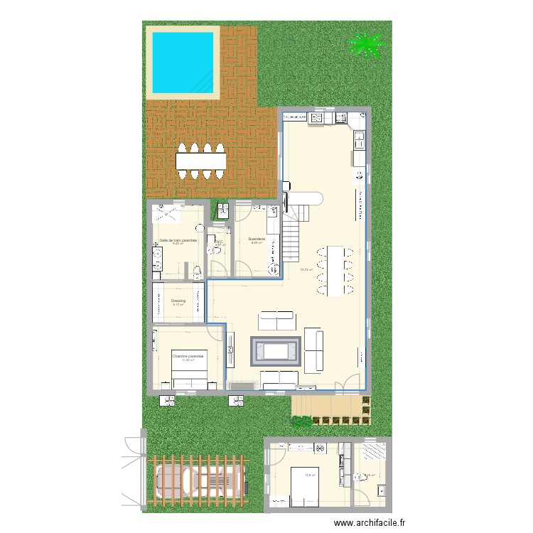 Maison Etage Lomé2. Plan de 14 pièces et 203 m2