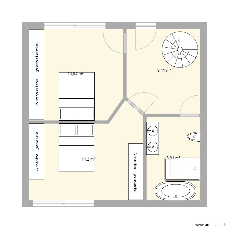 RDC RENO N°16. Plan de 4 pièces et 44 m2