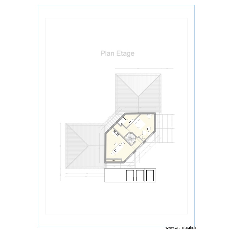 Etage Reel2. Plan de 4 pièces et 60 m2
