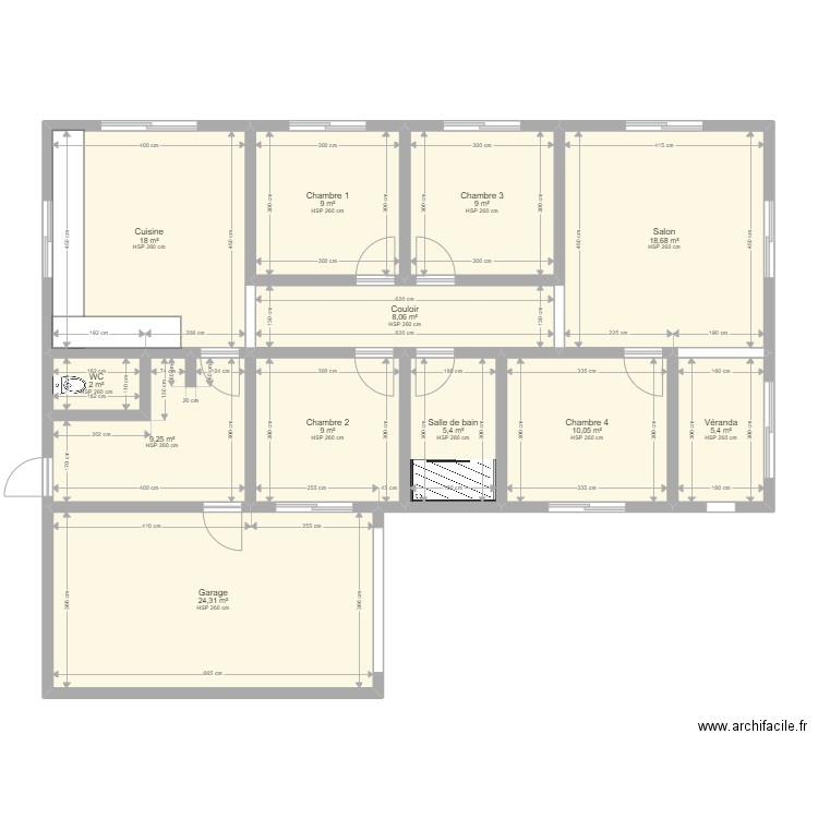 KATIRAMONA. Plan de 12 pièces et 128 m2