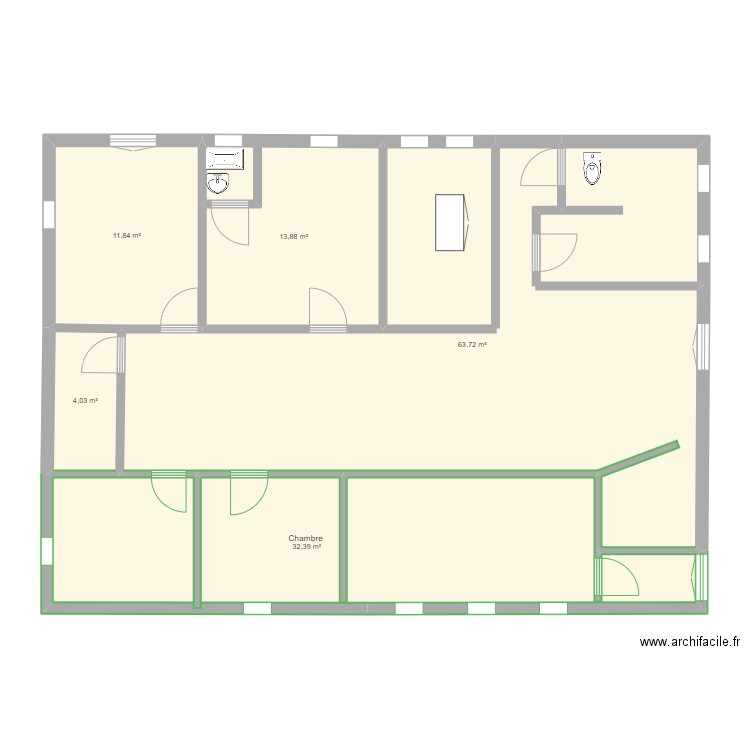 Plan maison 3. Plan de 5 pièces et 126 m2