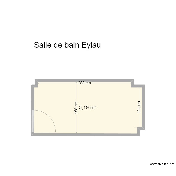 Salle de bain Eylau. Plan de 1 pièce et 5 m2