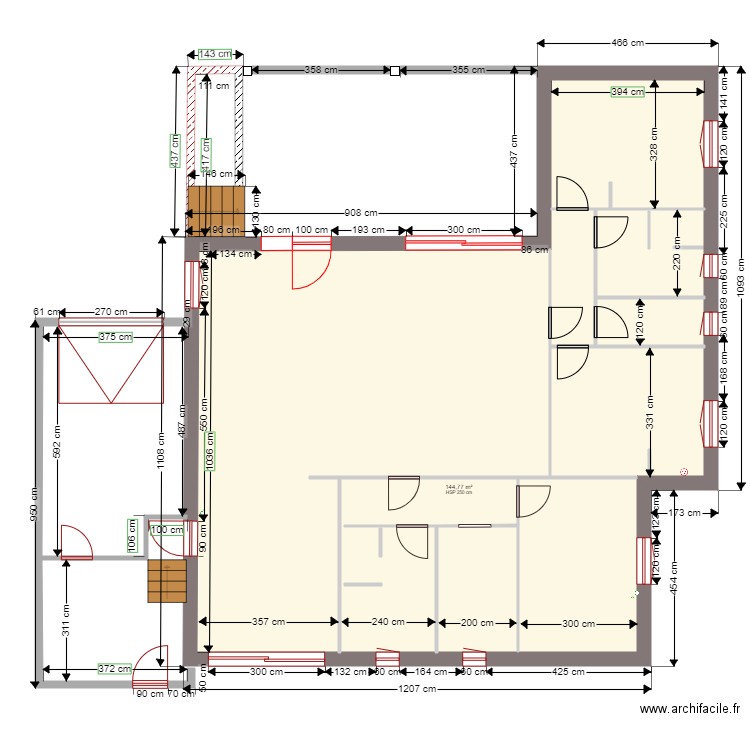 plan cotation elevation . Plan de 1 pièce et 145 m2