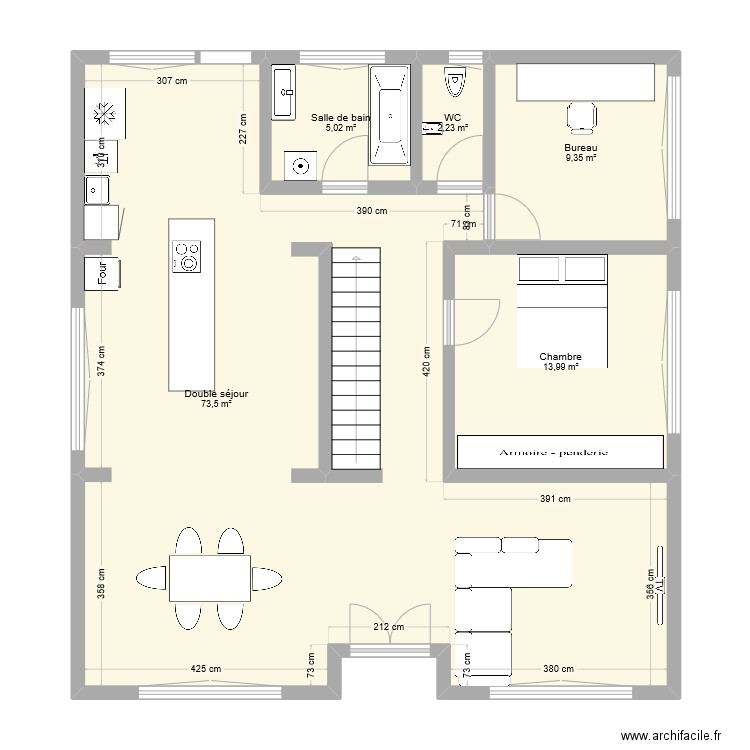 Maison Gaal. Plan de 5 pièces et 104 m2