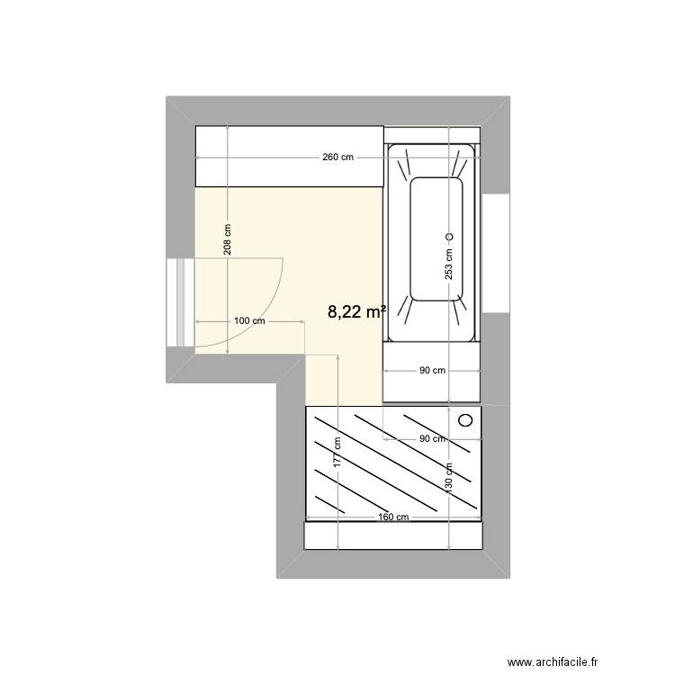 Salle de bains 1. Plan de 1 pièce et 8 m2