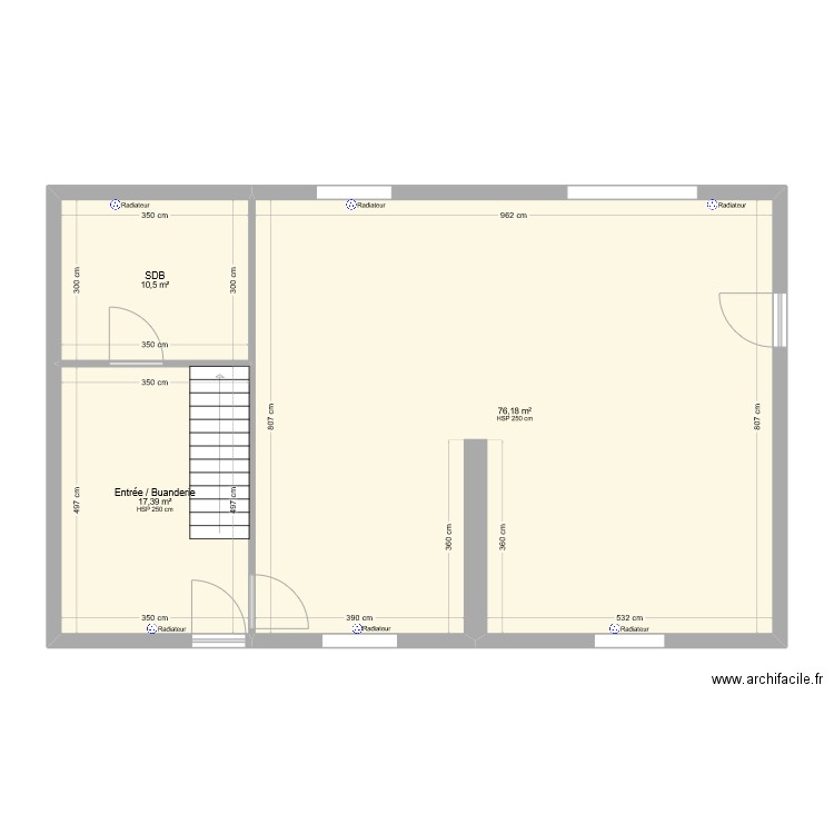 Donneau-Renard. Plan de 3 pièces et 104 m2