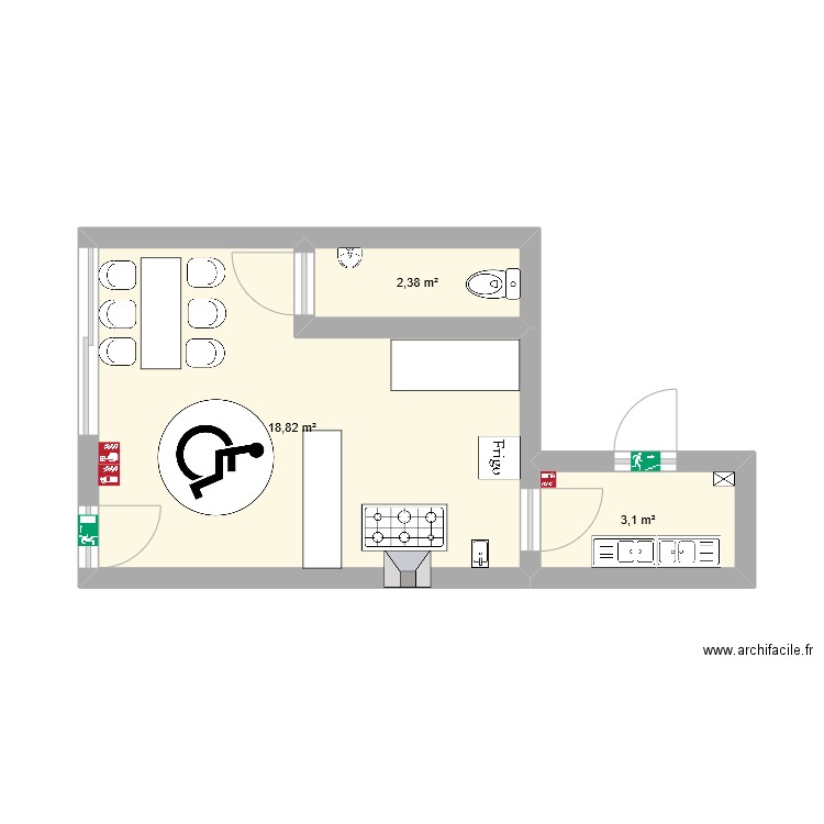 Plan Barua Pankaj - Restau Japonais. Plan de 3 pièces et 24 m2