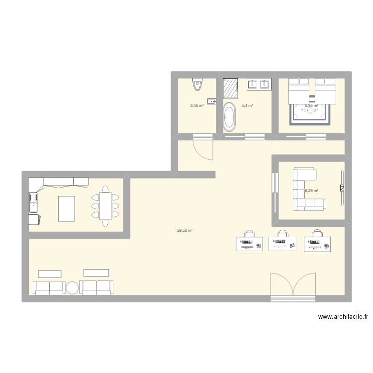 Entreprise black&home. Plan de 5 pièces et 80 m2