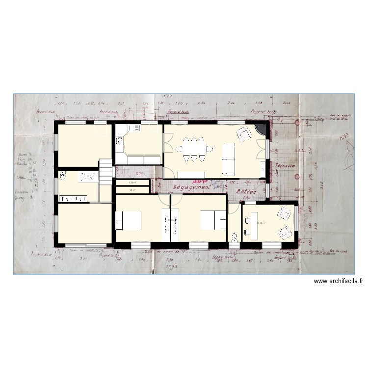 Maison Orthez. Plan de 5 pièces et 119 m2