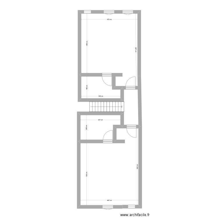 LELONG 2EME étage APRES. Plan de 2 pièces et 41 m2
