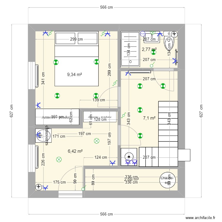 Rez Jardin Chalet duplex. Plan de 5 pièces et 28 m2