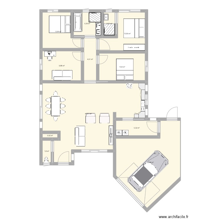 maison papy mamie 2. Plan de 12 pièces et 141 m2
