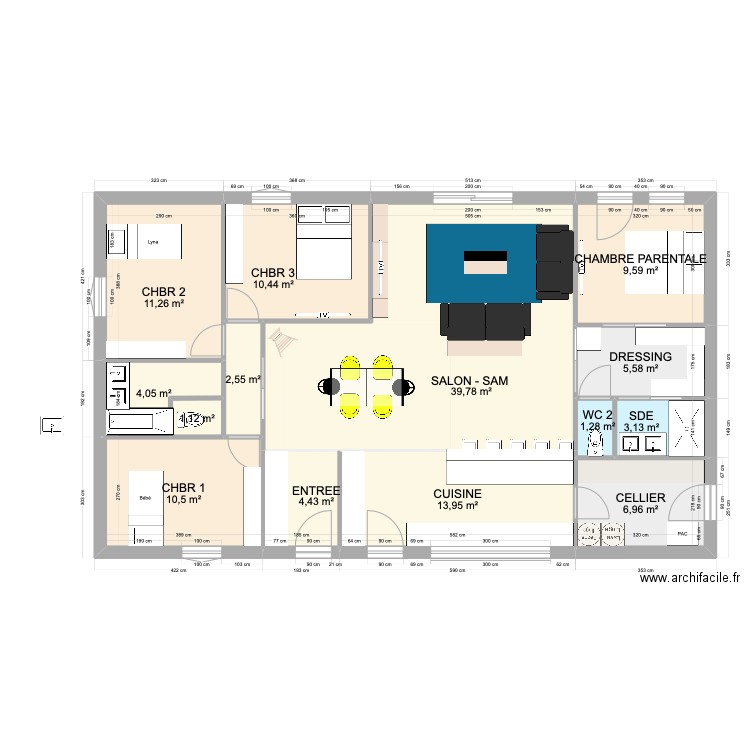 LA BOISSIERE - PLAN 9. Plan de 14 pièces et 125 m2
