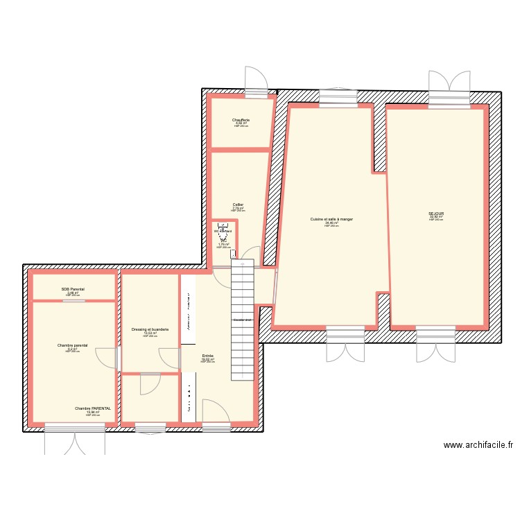 RENO PUSIGNAN . Plan de 16 pièces et 237 m2