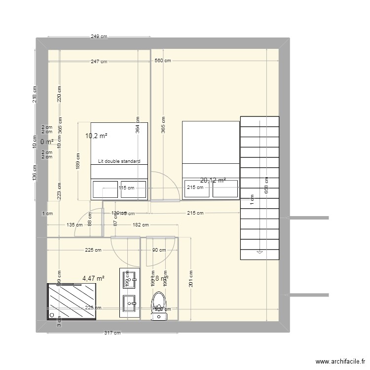etage v2. Plan de 5 pièces et 37 m2