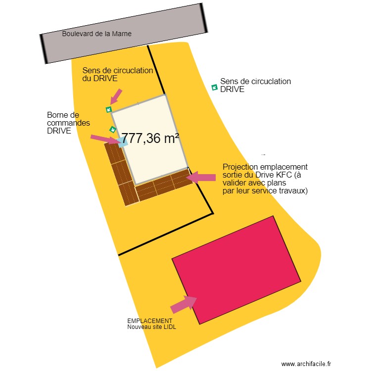 coulommiers site lidl KFC. Plan de 1 pièce et 777 m2