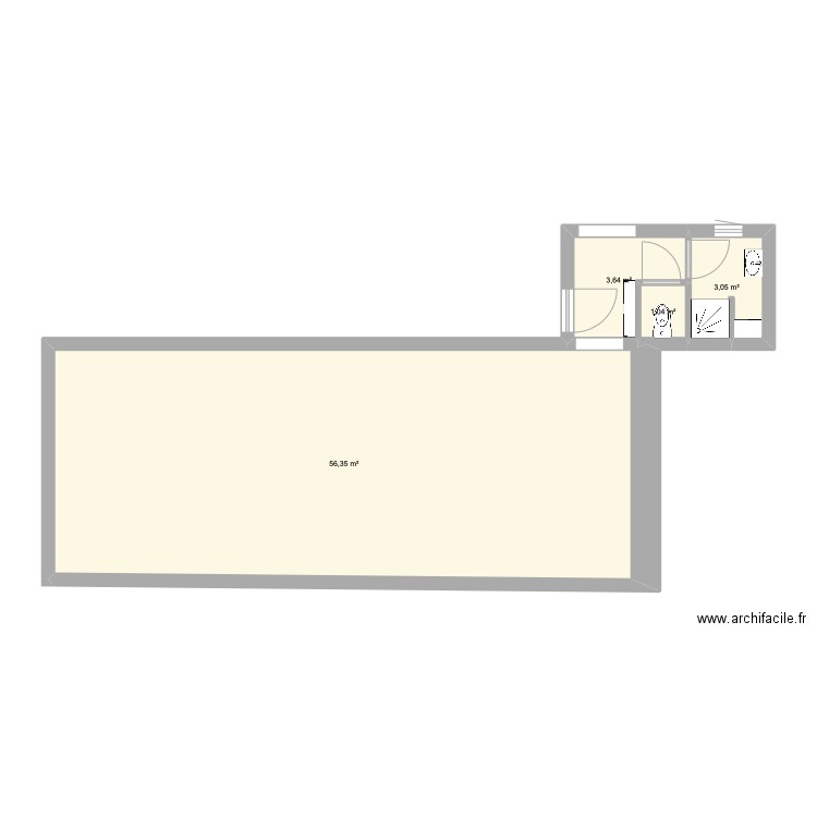 SDB bas. Plan de 4 pièces et 64 m2