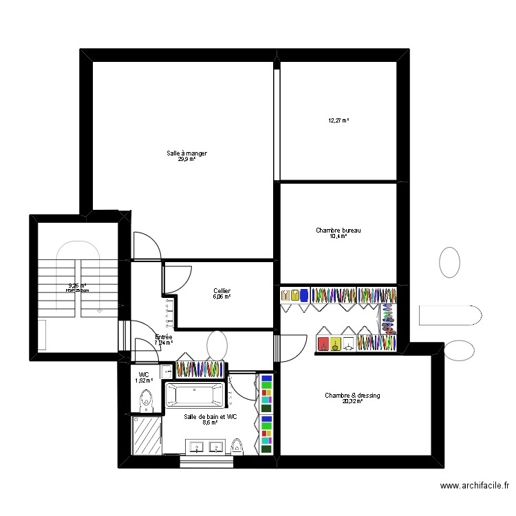 Résidence 2 logements. Plan de 9 pièces et 106 m2