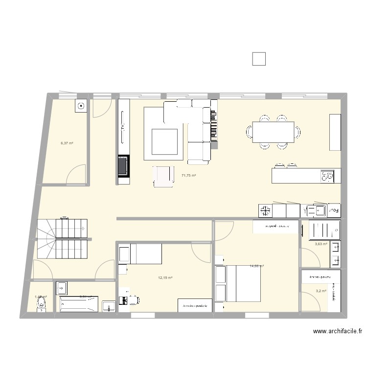 maison principale breteuil. Plan de 8 pièces et 117 m2