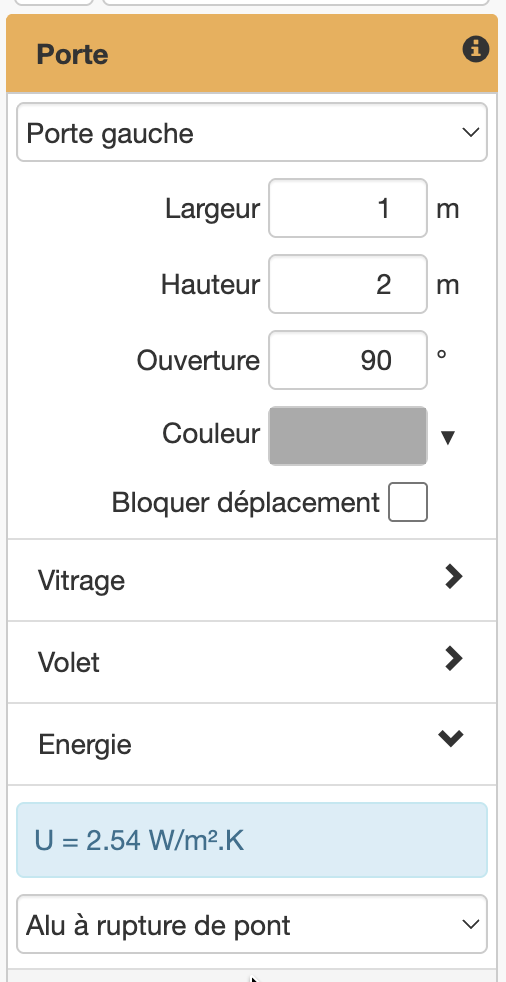 Section énergie d'une porte